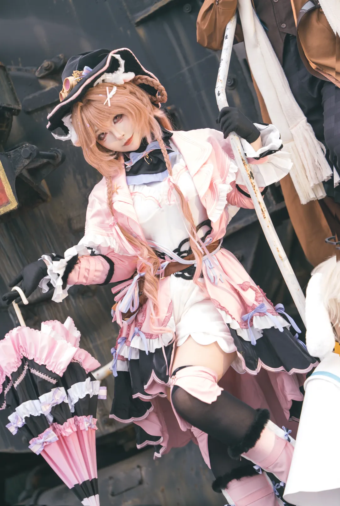 Over-the-knee socks outfit, Arknights cosplay, Sanrio collaboration, Steam train photography, Retro railway - Image 12