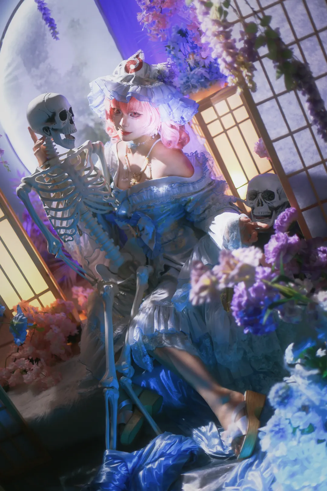cosplay, 东方project, 西行寺幽幽子cos, 哥特洛丽塔, 亡灵
