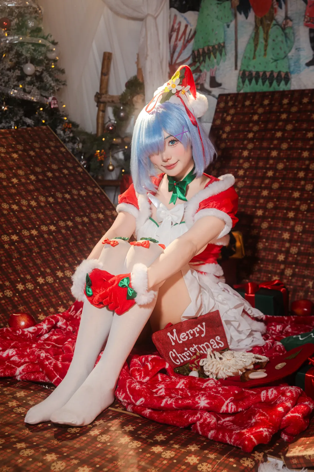 从零开始的异世界生活, 白丝, 圣诞, cosplay正片, 雷姆cos - 第9张