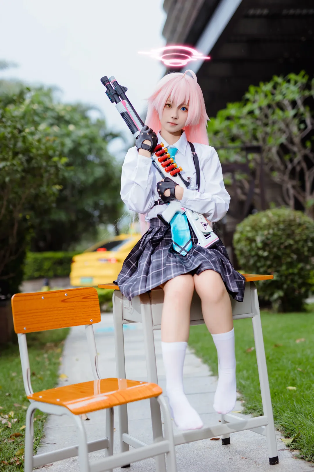 蔚蓝档案, 萤火虫漫展, 小鸟游星野cos, 白丝, 校园制服 - 第1张