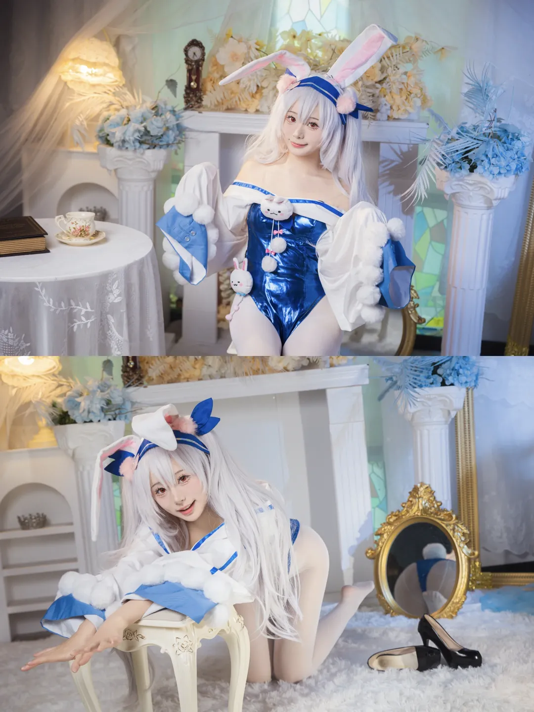 碧蓝航线, 拉菲cos, 兔女郎, 白丝穿搭, 美少女cosplay - 第1张