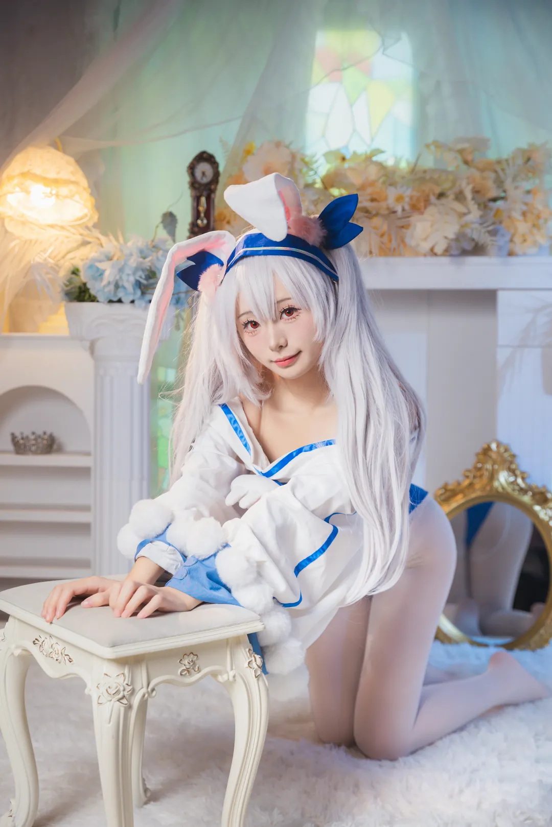 碧蓝航线, 拉菲cos, 兔女郎, 白丝穿搭, 美少女cosplay - 第2张