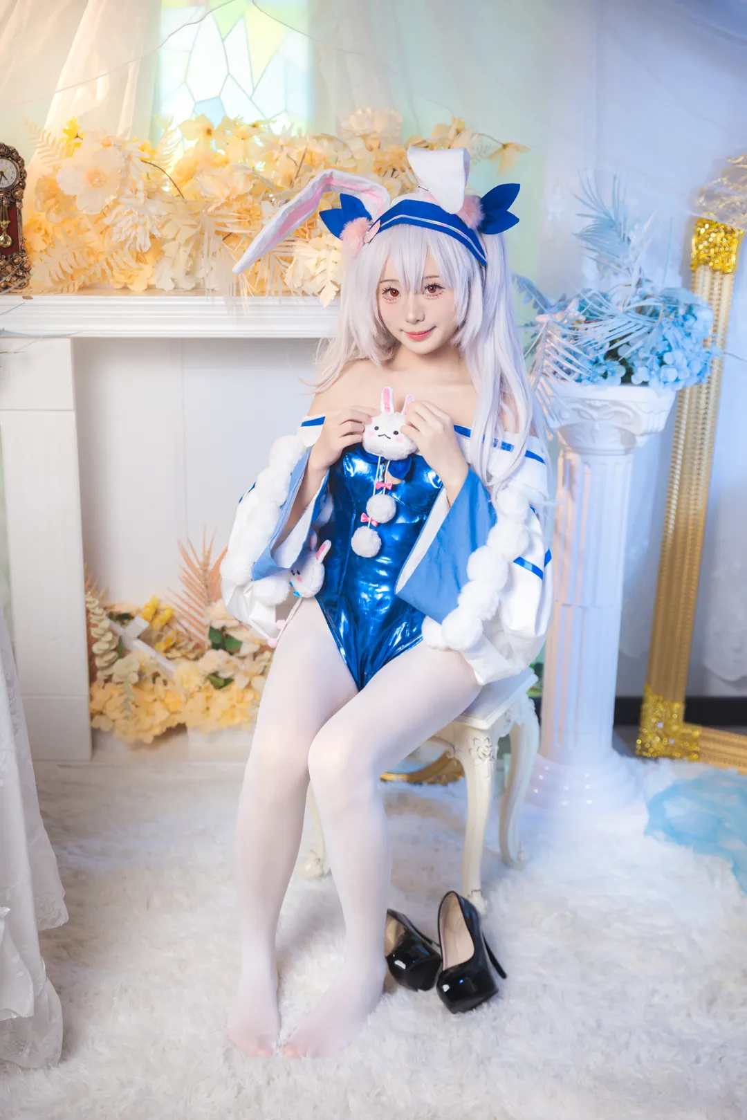 碧蓝航线, 拉菲cos, 兔女郎, 白丝穿搭, 美少女cosplay - 第3张