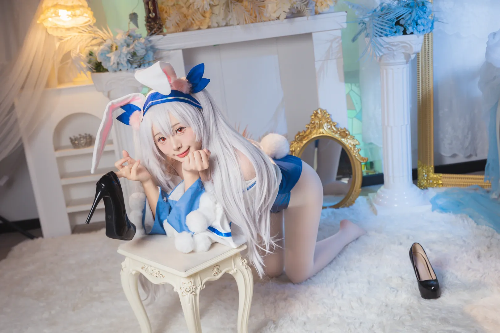 碧蓝航线, 拉菲cos, 兔女郎, 白丝穿搭, 美少女cosplay - 第4张