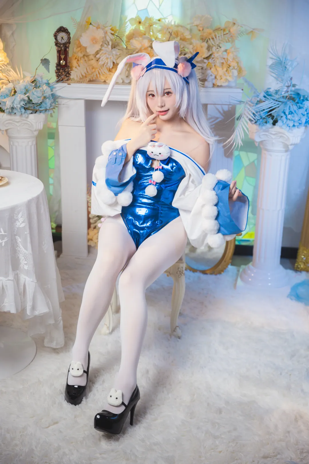 碧蓝航线, 拉菲cos, 兔女郎, 白丝穿搭, 美少女cosplay - 第6张
