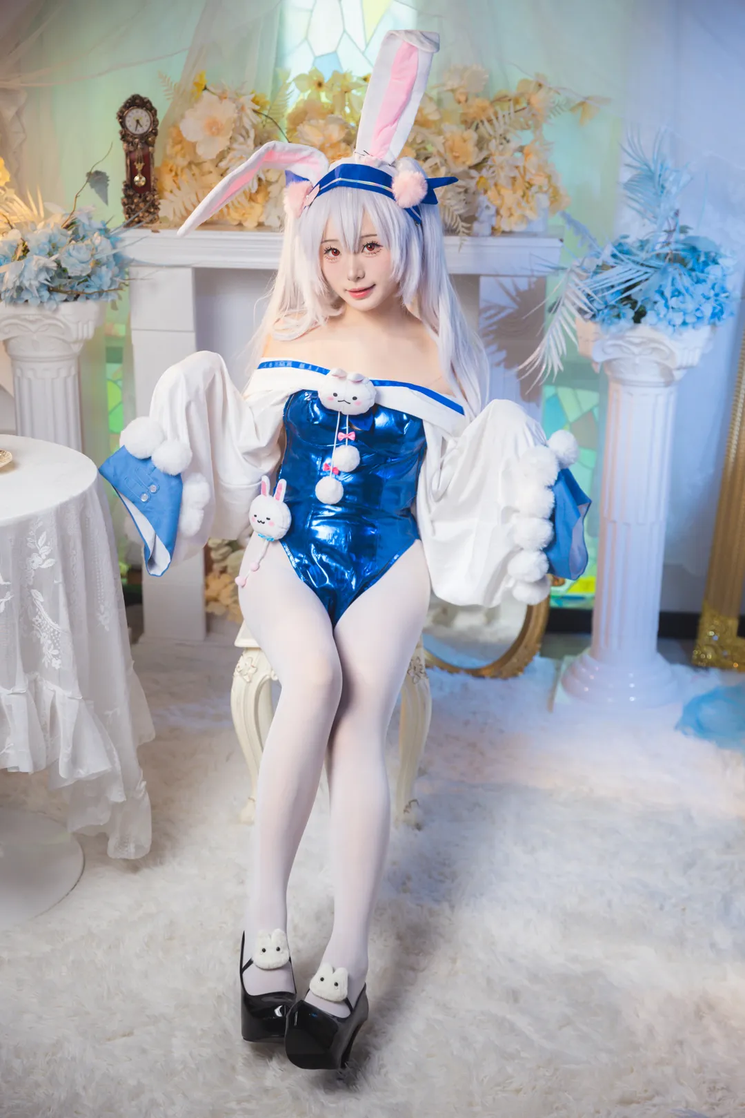 碧蓝航线, 拉菲cos, 兔女郎, 白丝穿搭, 美少女cosplay - 第7张