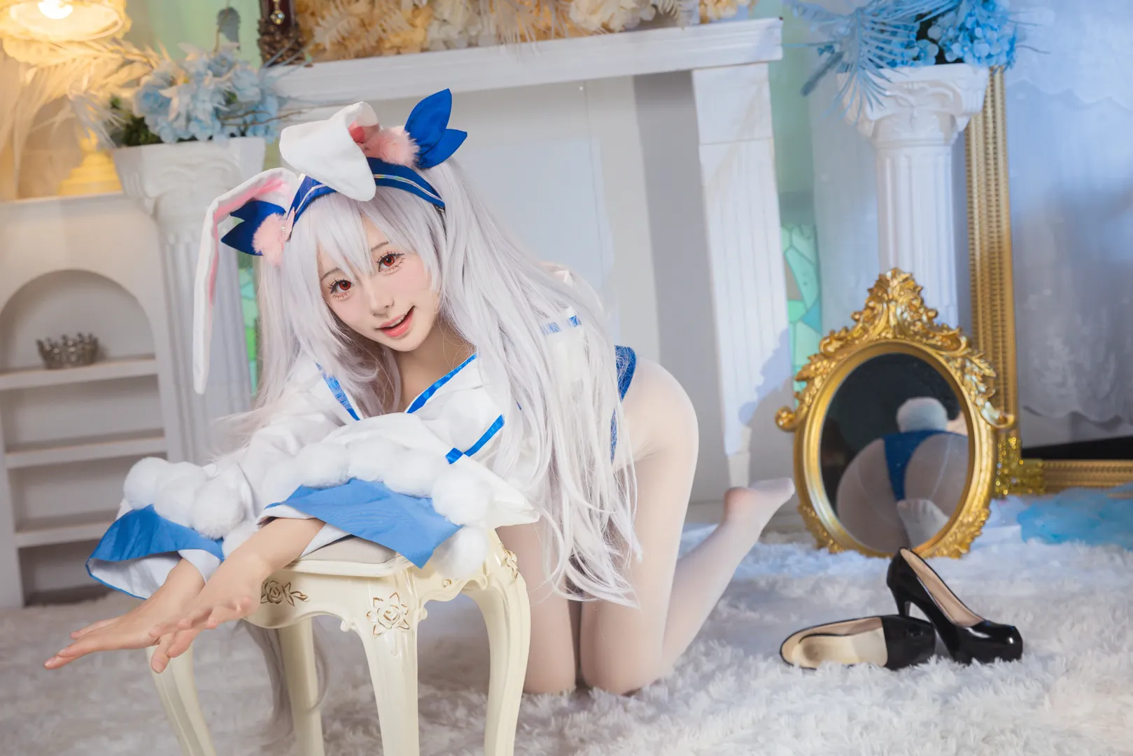 碧蓝航线, 拉菲cos, 兔女郎, 白丝穿搭, 美少女cosplay - 第8张