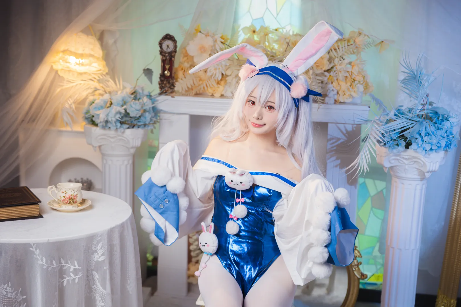 碧蓝航线, 拉菲cos, 兔女郎, 白丝穿搭, 美少女cosplay - 第9张