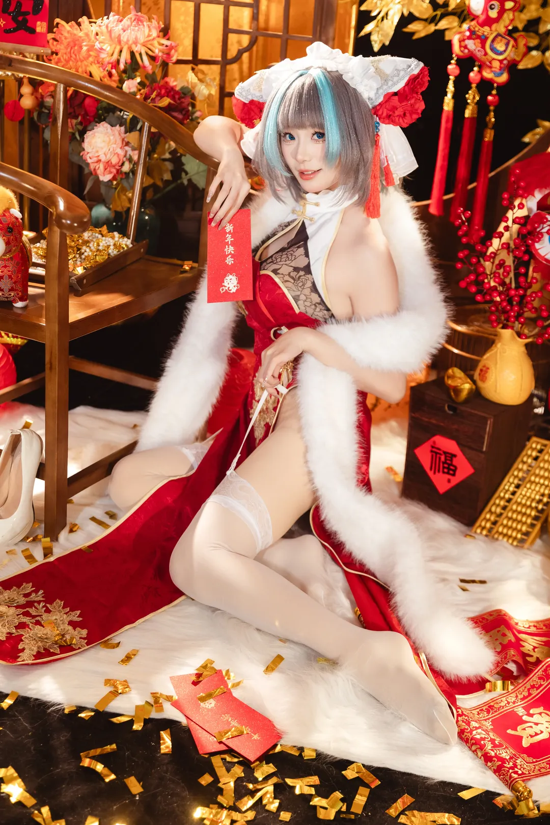 柴郡cos, 碧蓝航线, 白丝, cosplay摄影, 新年cos - 第3张