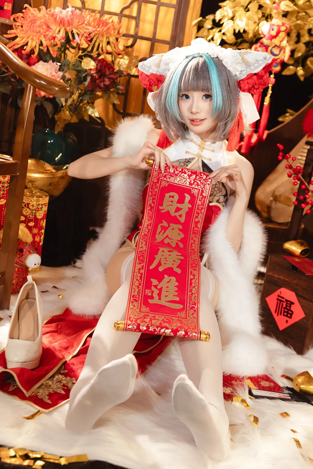 柴郡cos, 碧蓝航线, 白丝, cosplay摄影, 新年cos - 第4张