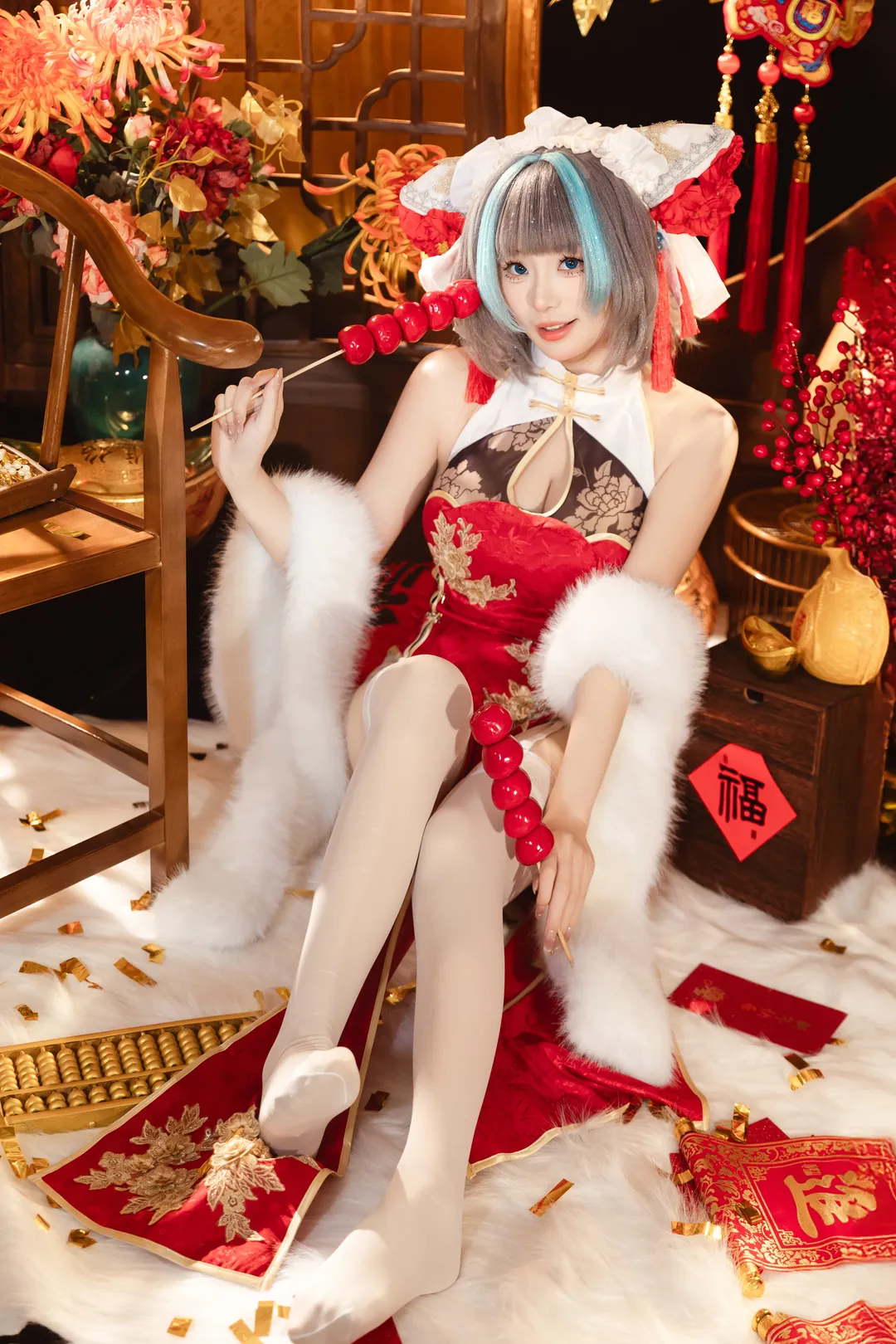 柴郡cos, 碧蓝航线, 白丝, cosplay摄影, 新年cos - 第5张