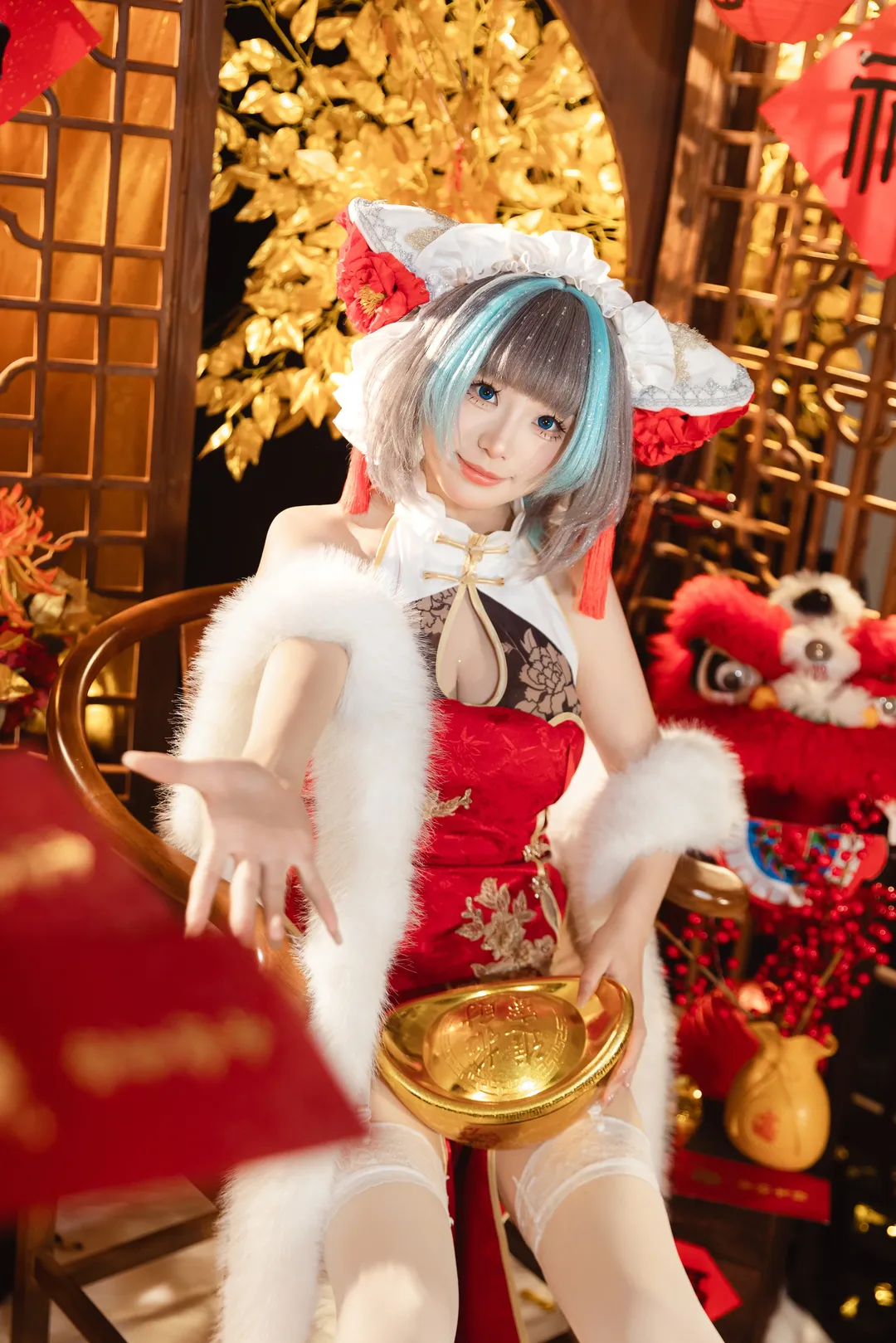 柴郡cos, 碧蓝航线, 新年祝福, 国风新年cos, 二次元过年 - 第1张