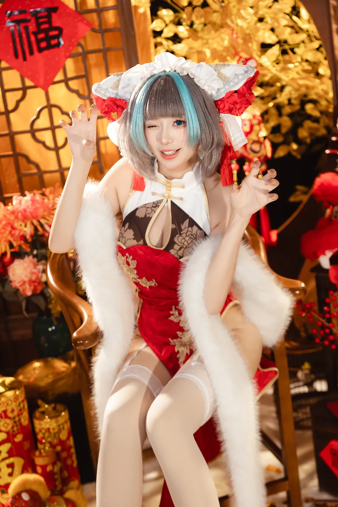 柴郡cos, 碧蓝航线, 新年祝福, 国风新年cos, 二次元过年 - 第3张