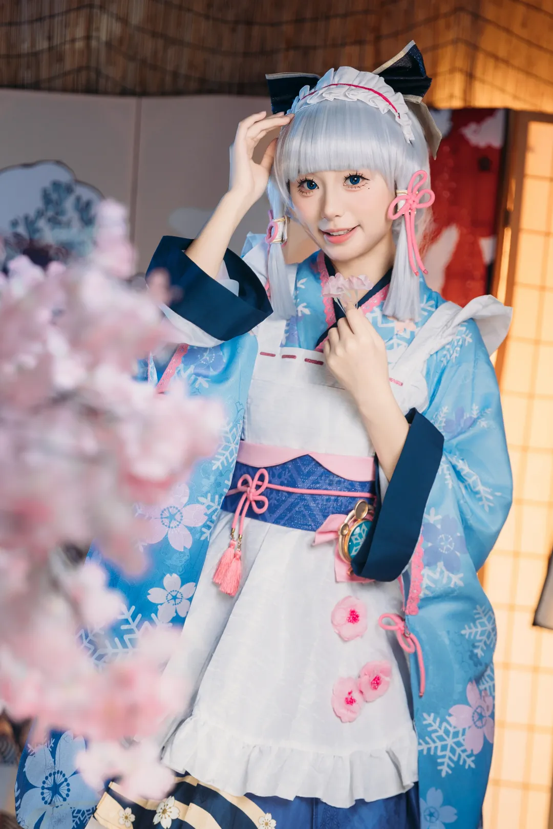 Genshin Impact, Kamisato Ayaka cosplay, Japanese style cosplay, 2D anime girl, Coser daily life - Image 2