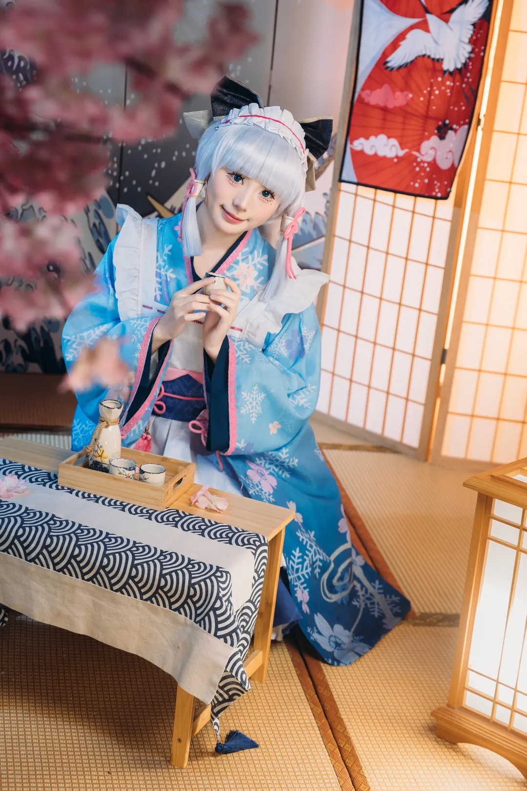 Genshin Impact, Kamisato Ayaka cosplay, Japanese style cosplay, 2D anime girl, Coser daily life - Image 4