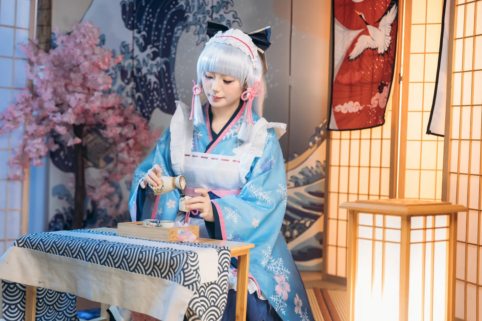 Genshin Impact, Kamisato Ayaka cosplay, Japanese style cosplay, 2D anime girl, Coser daily life - Image 9