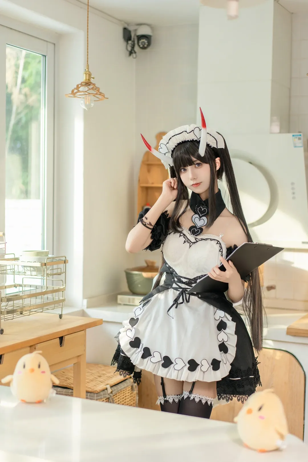 碧蓝航线, 女仆装, 二次元cosplay, 能代cos, 黑丝袜