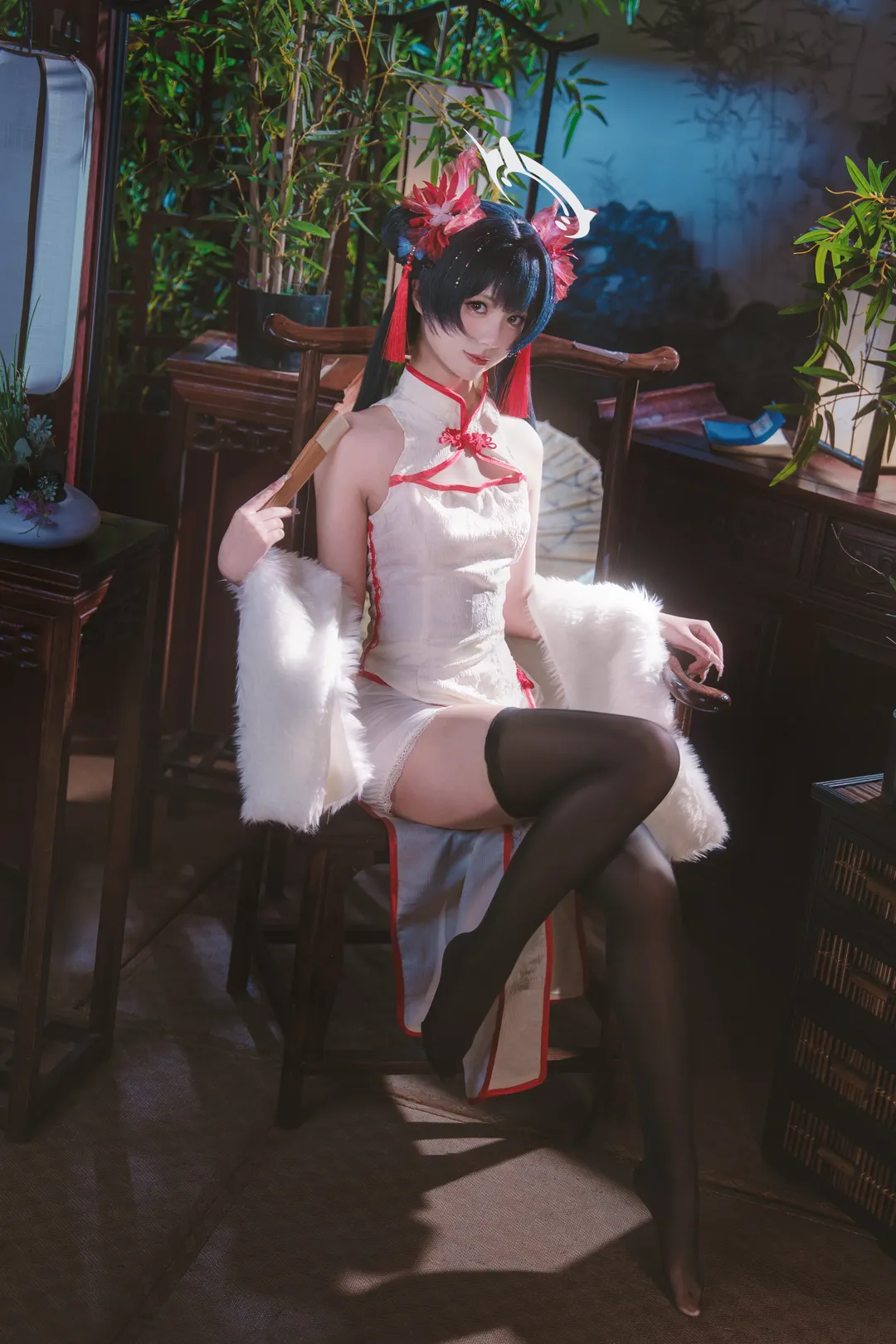 蔚蓝档案, 妃咲cos, 中式摄影, 旗袍cosplay, 二次元新春