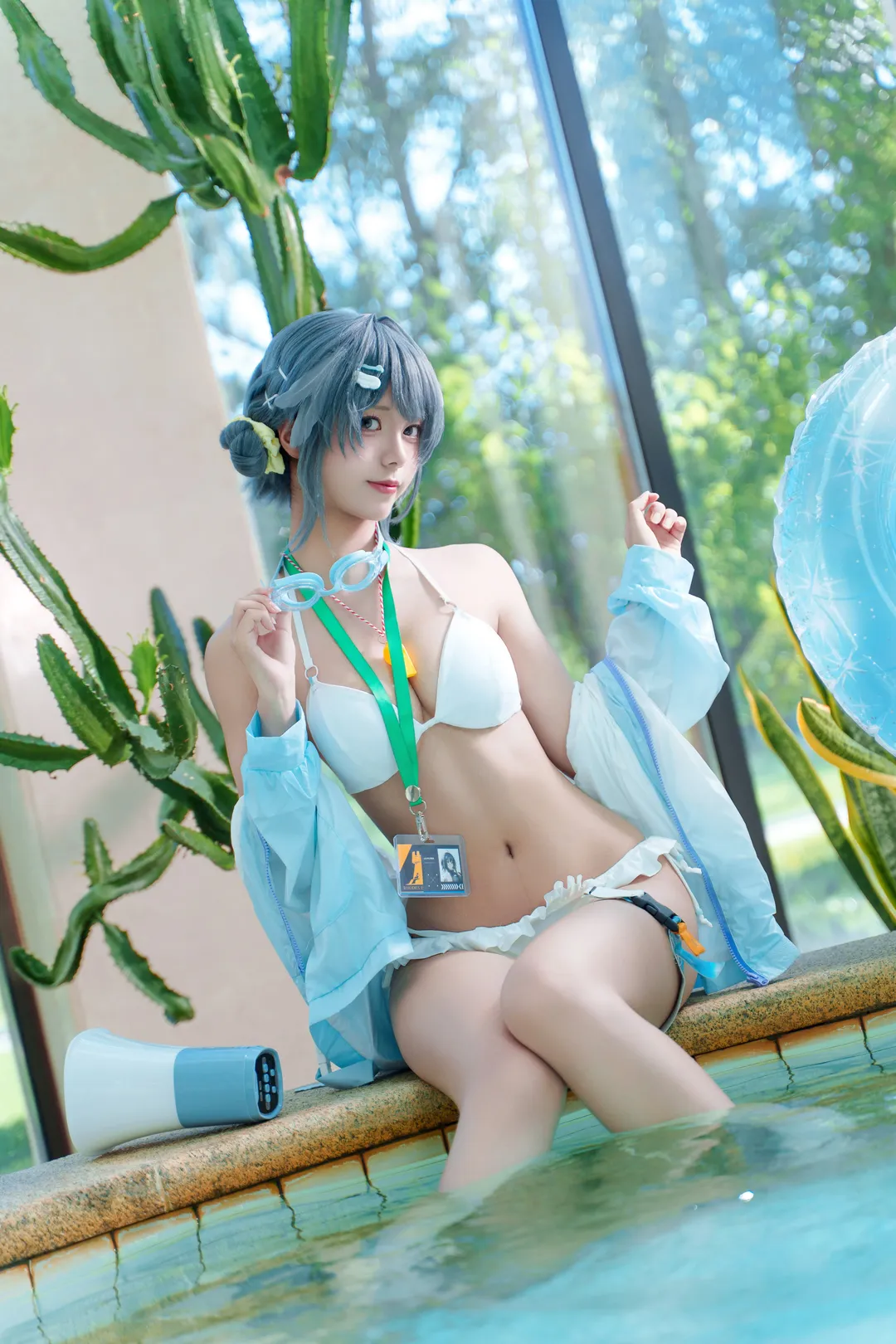 泳装cos, 明日方舟, cosplay摄影, 夏日外景, 羽毛笔cos - 第4张