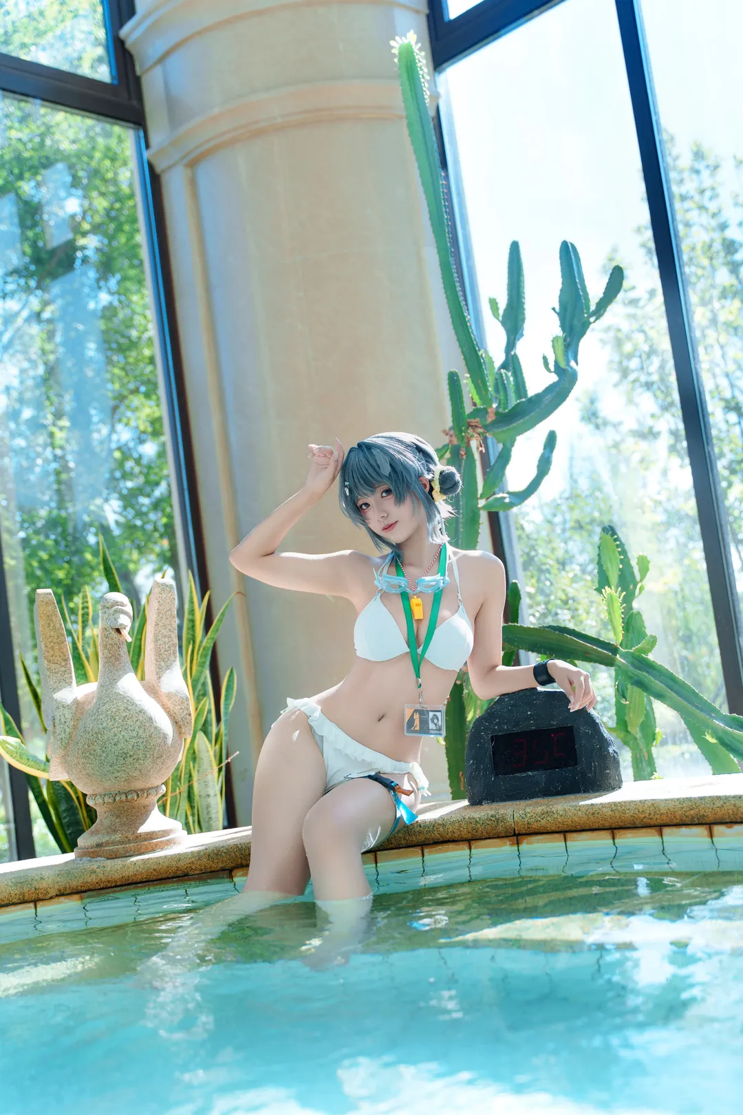 泳装cos, 明日方舟, cosplay摄影, 夏日外景, 羽毛笔cos - 第5张