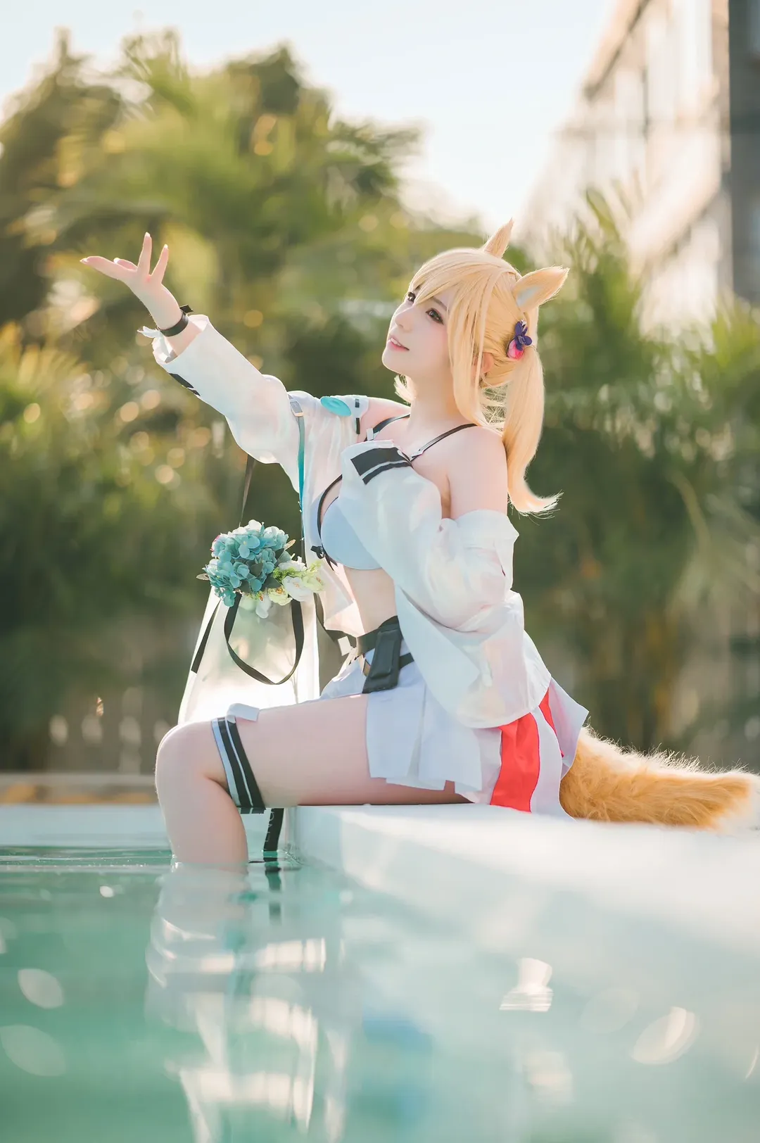 cosplay, 户外摄影, 泳装写真, 明日方舟cos, 兽耳 - 第2张