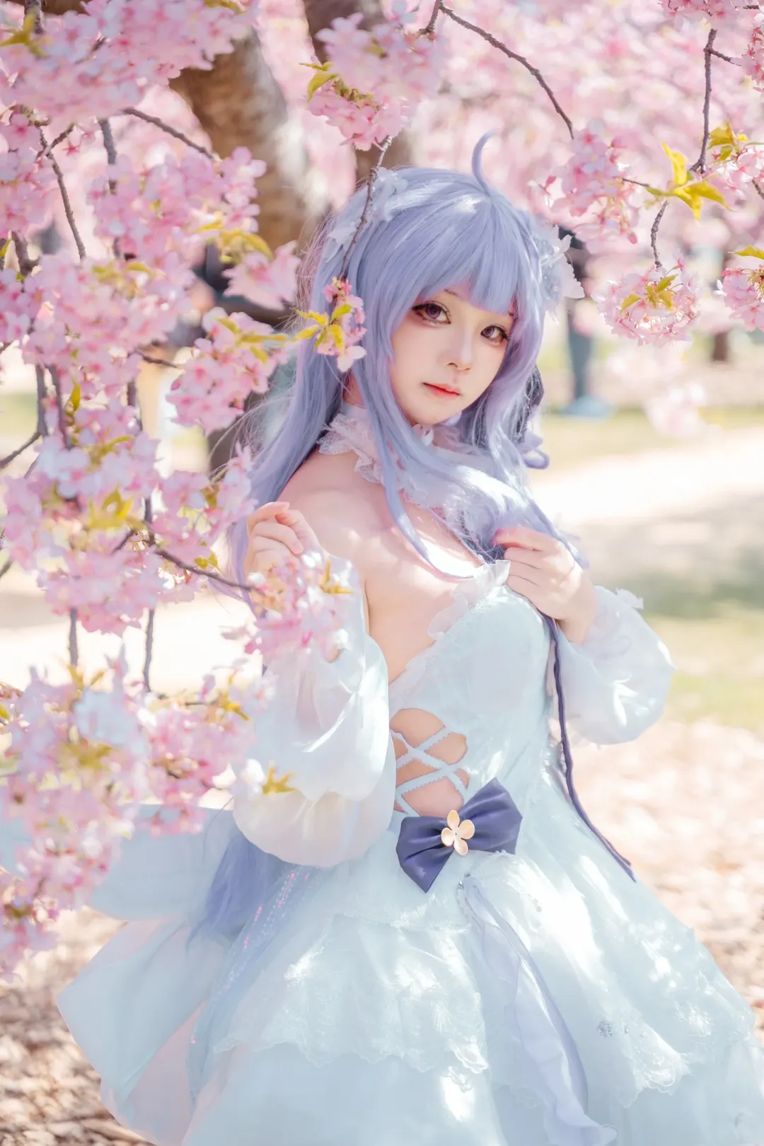 碧蓝航线, 白丝, 独角兽cos, 樱花写真, 外景cos - 第1张