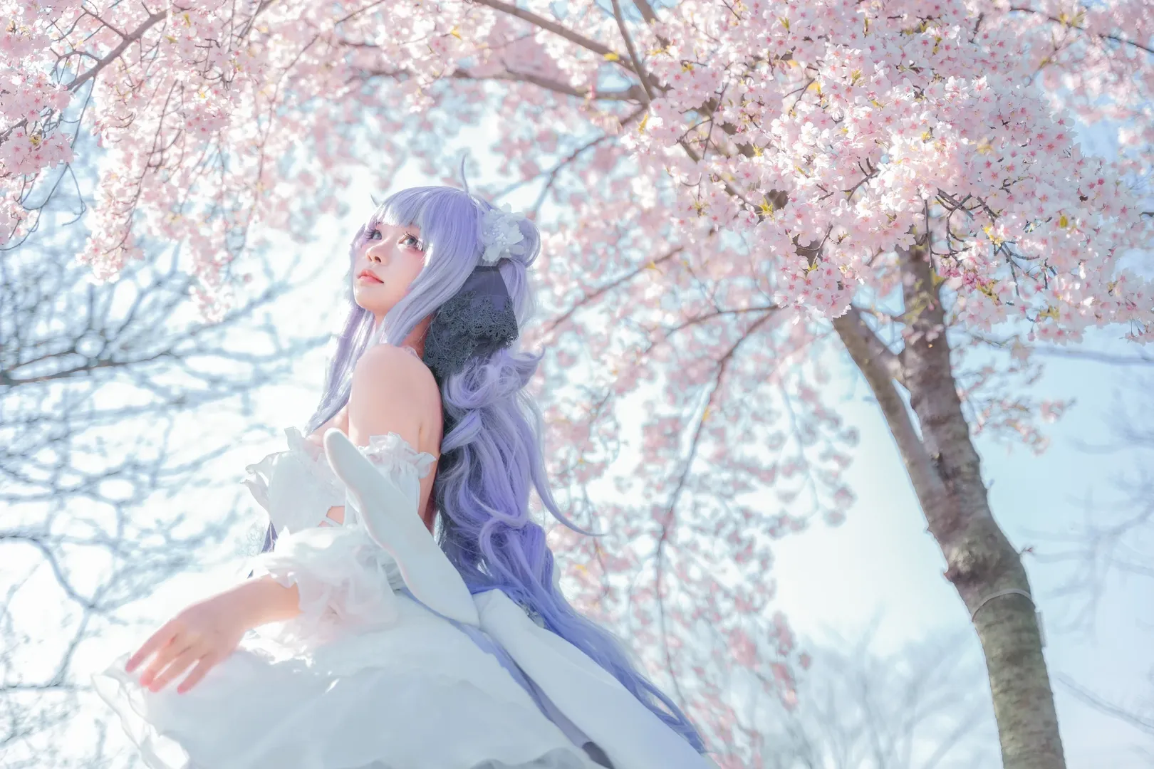 碧蓝航线, 白丝, 独角兽cos, 樱花写真, 外景cos - 第10张