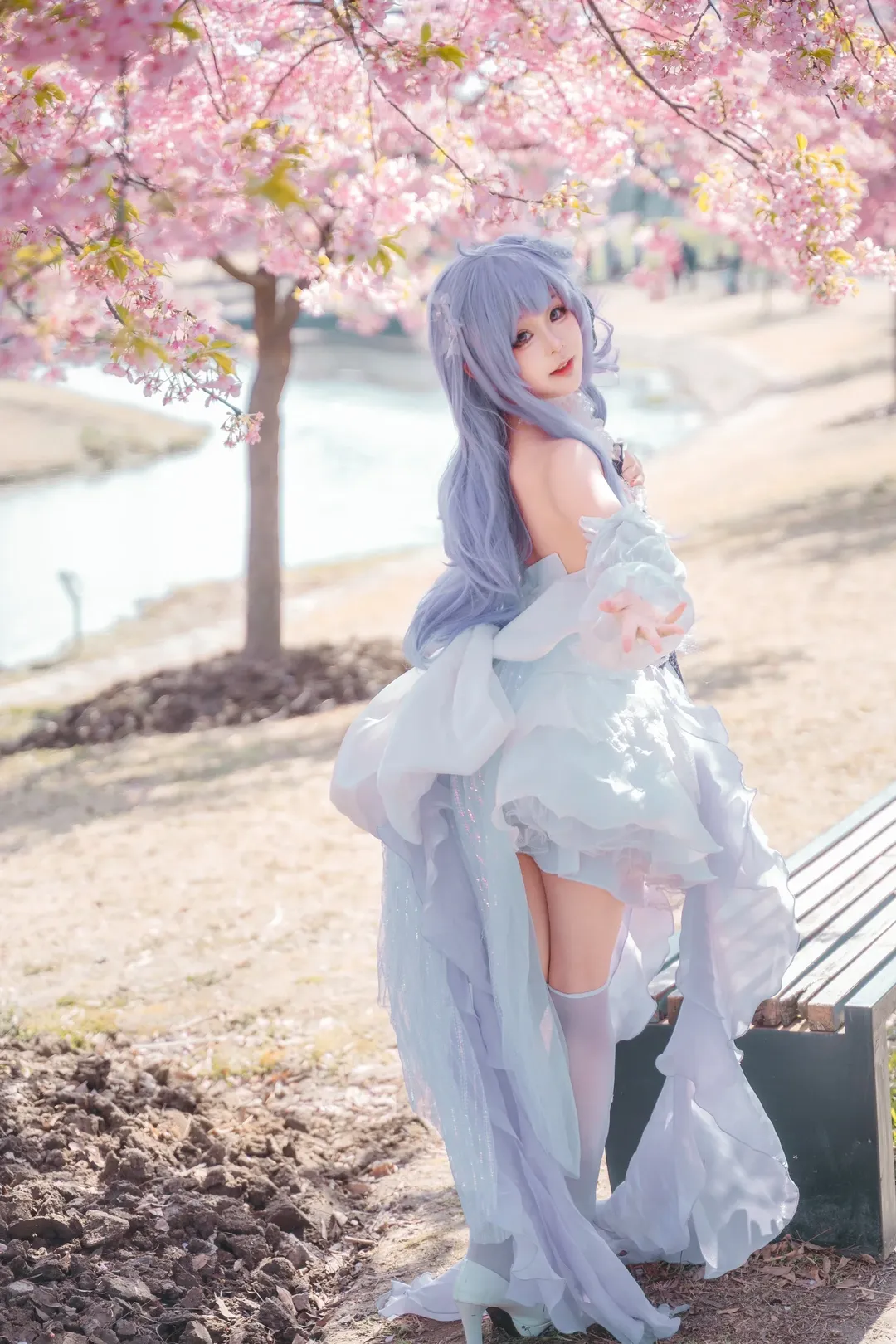 碧蓝航线, 白丝, 独角兽cos, 樱花写真, 外景cos - 第12张