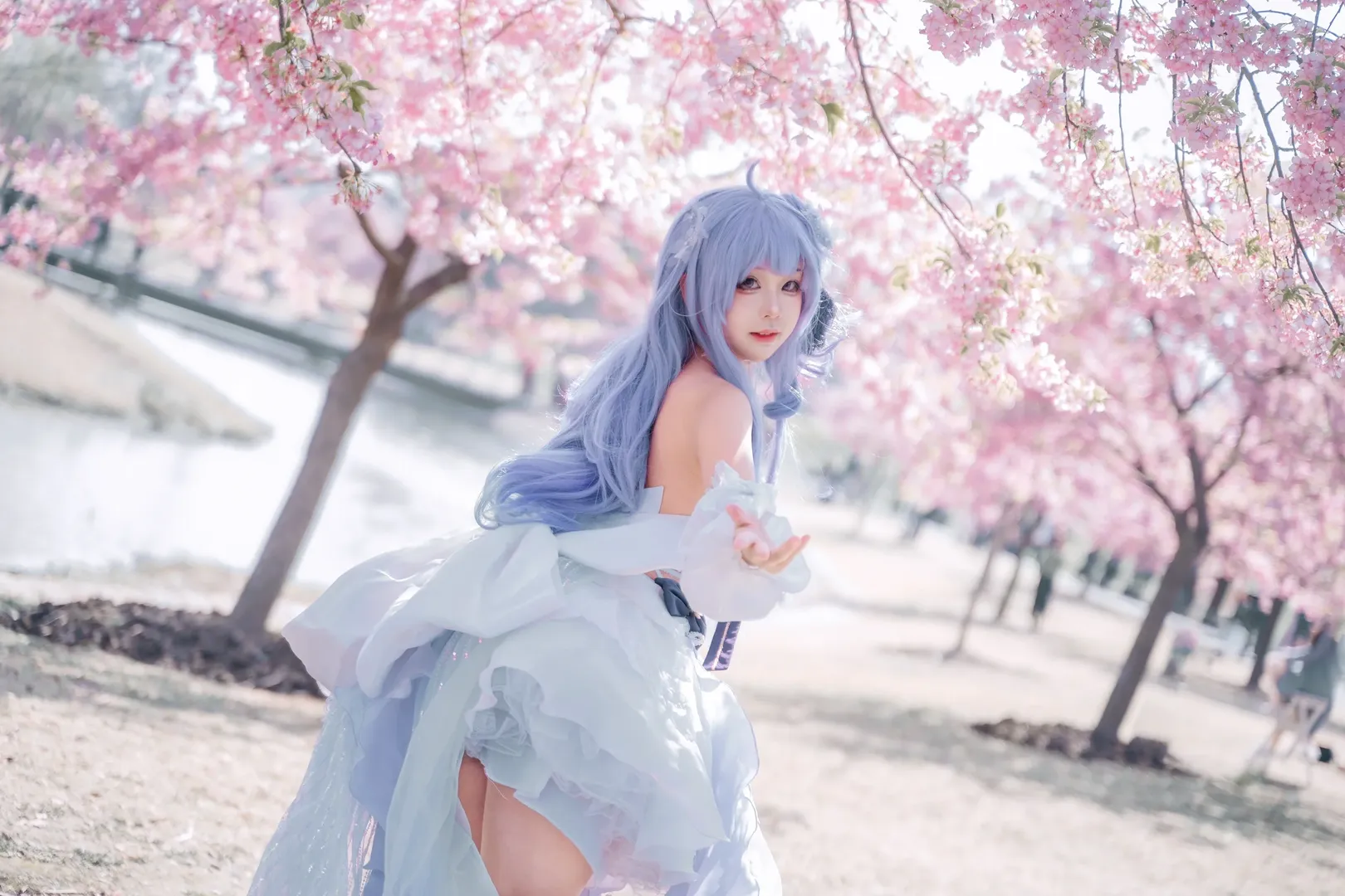 碧蓝航线, 白丝, 独角兽cos, 樱花写真, 外景cos - 第2张