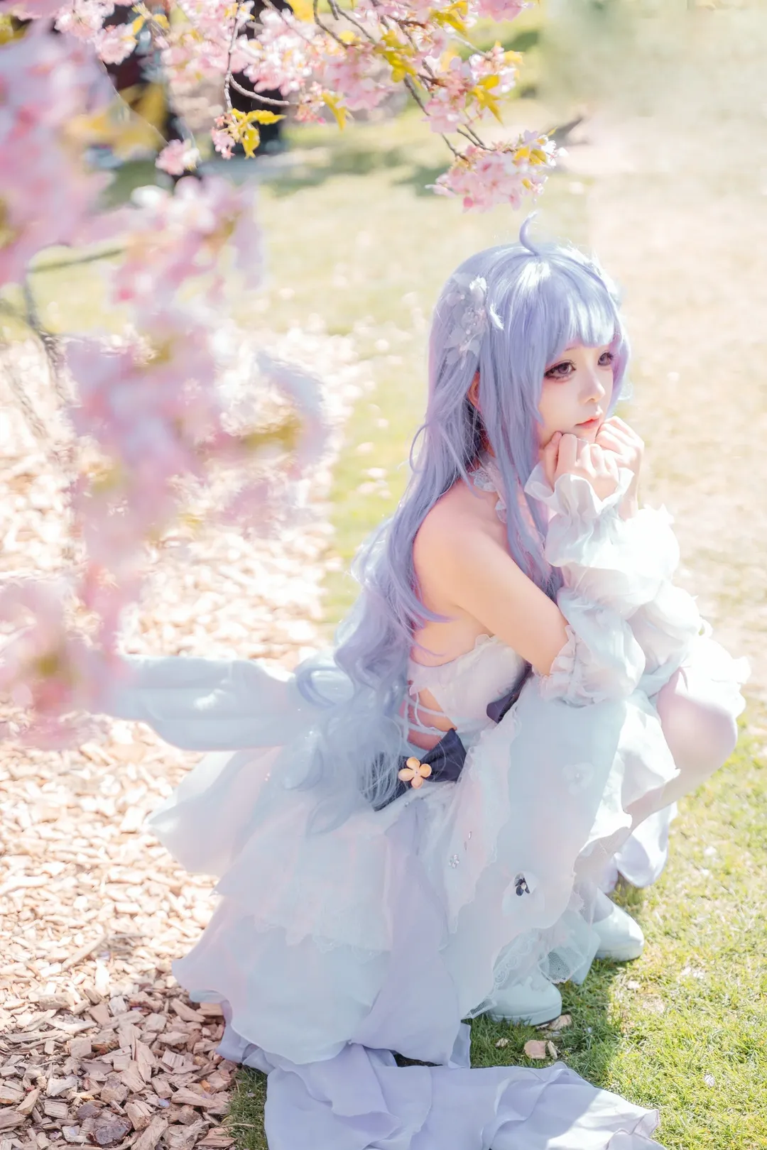 碧蓝航线, 白丝, 独角兽cos, 樱花写真, 外景cos - 第3张