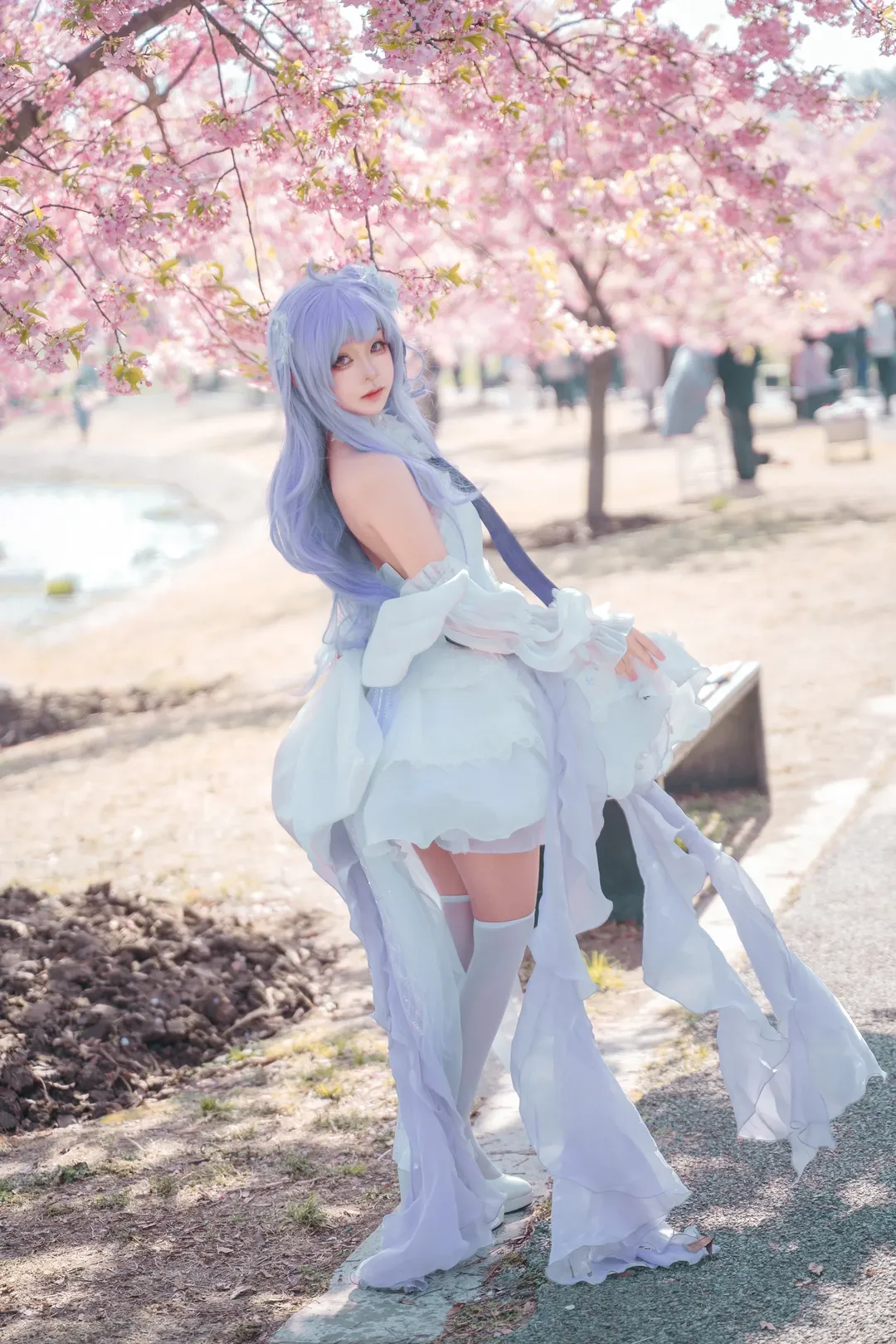 碧蓝航线, 白丝, 独角兽cos, 樱花写真, 外景cos - 第4张