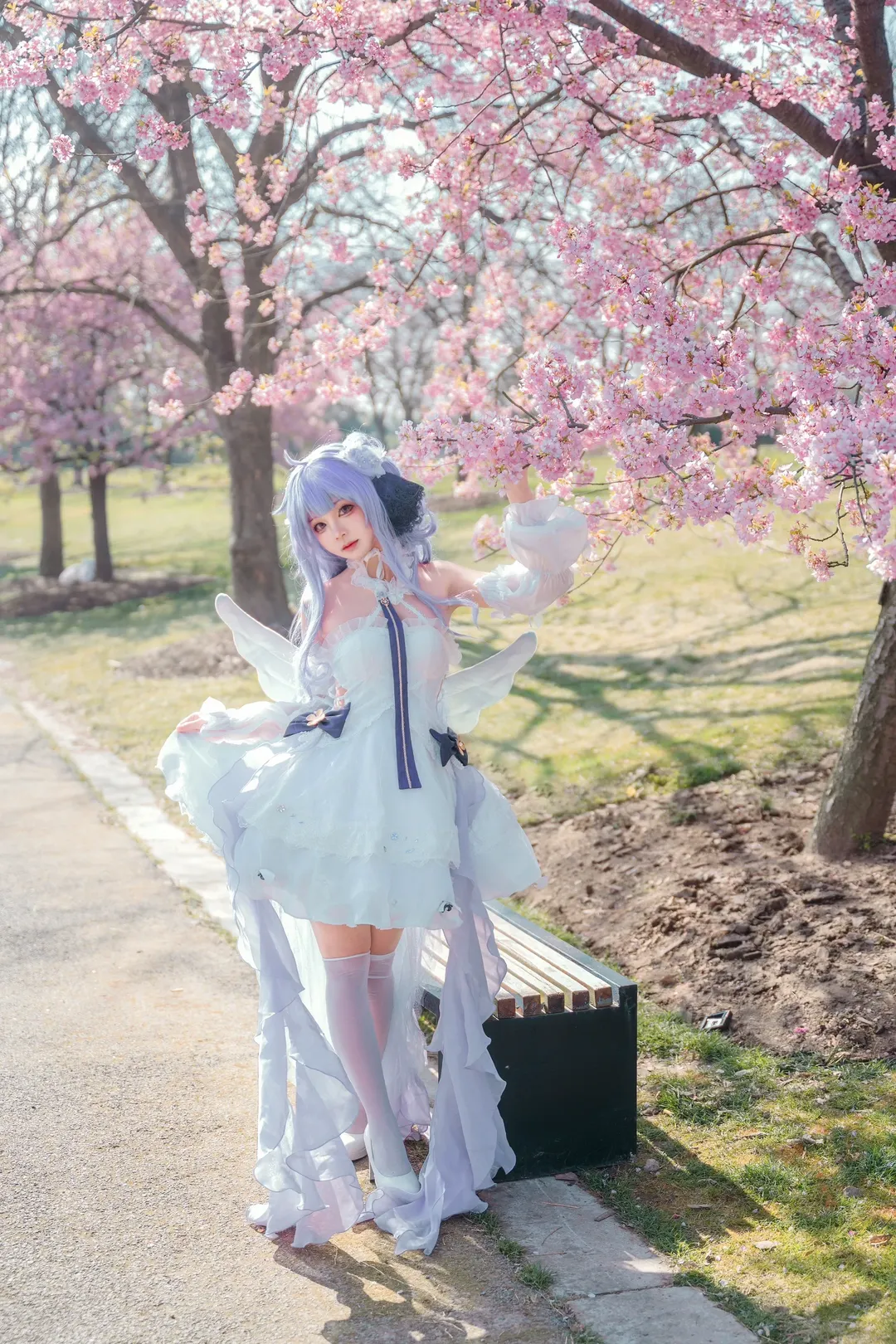 碧蓝航线, 白丝, 独角兽cos, 樱花写真, 外景cos - 第5张