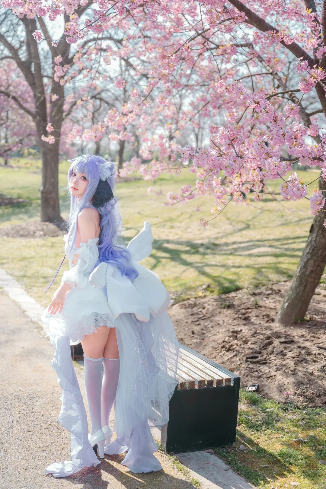 碧蓝航线, 白丝, 独角兽cos, 樱花写真, 外景cos - 第7张