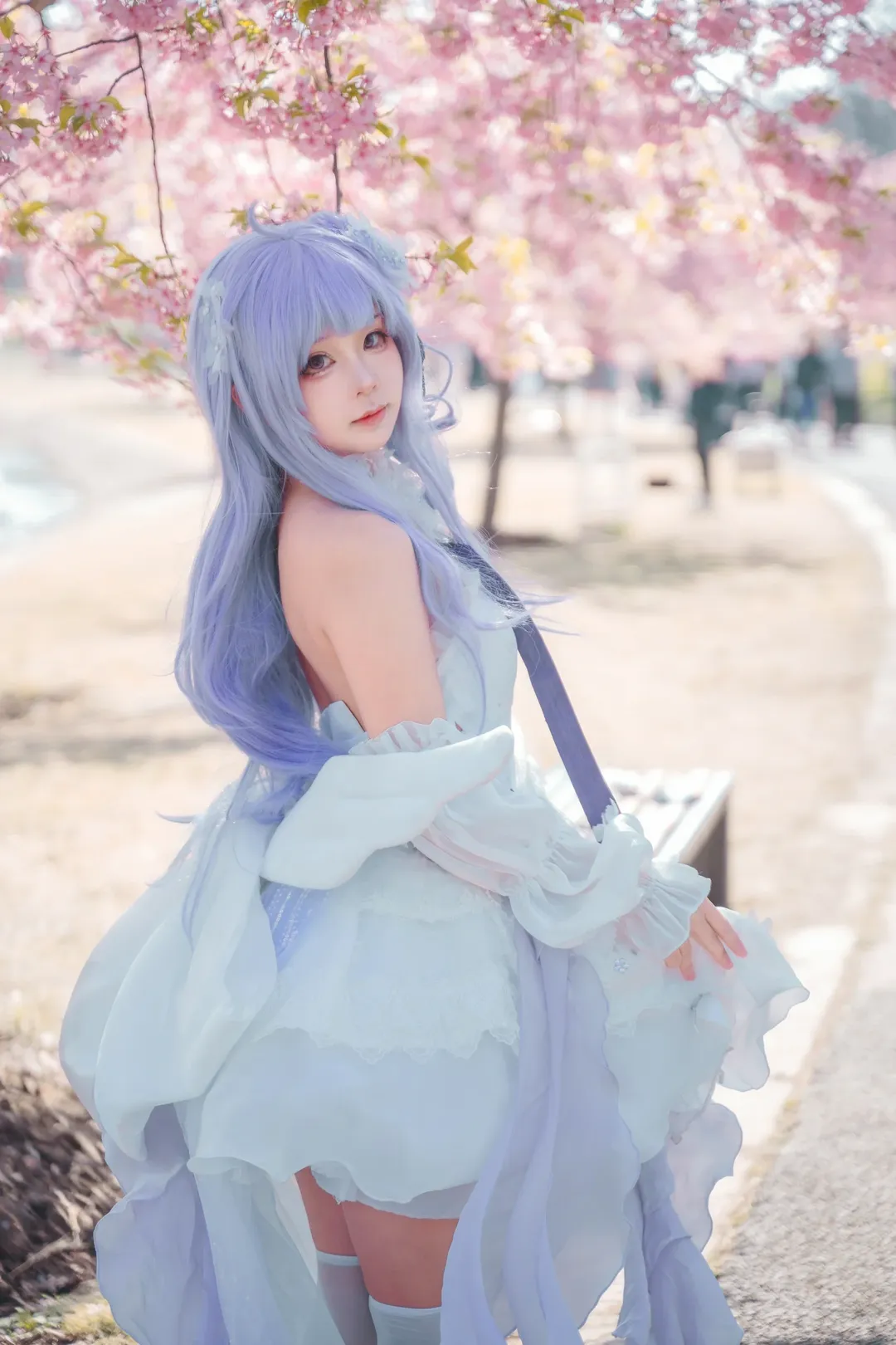 碧蓝航线, 白丝, 独角兽cos, 樱花写真, 外景cos - 第9张