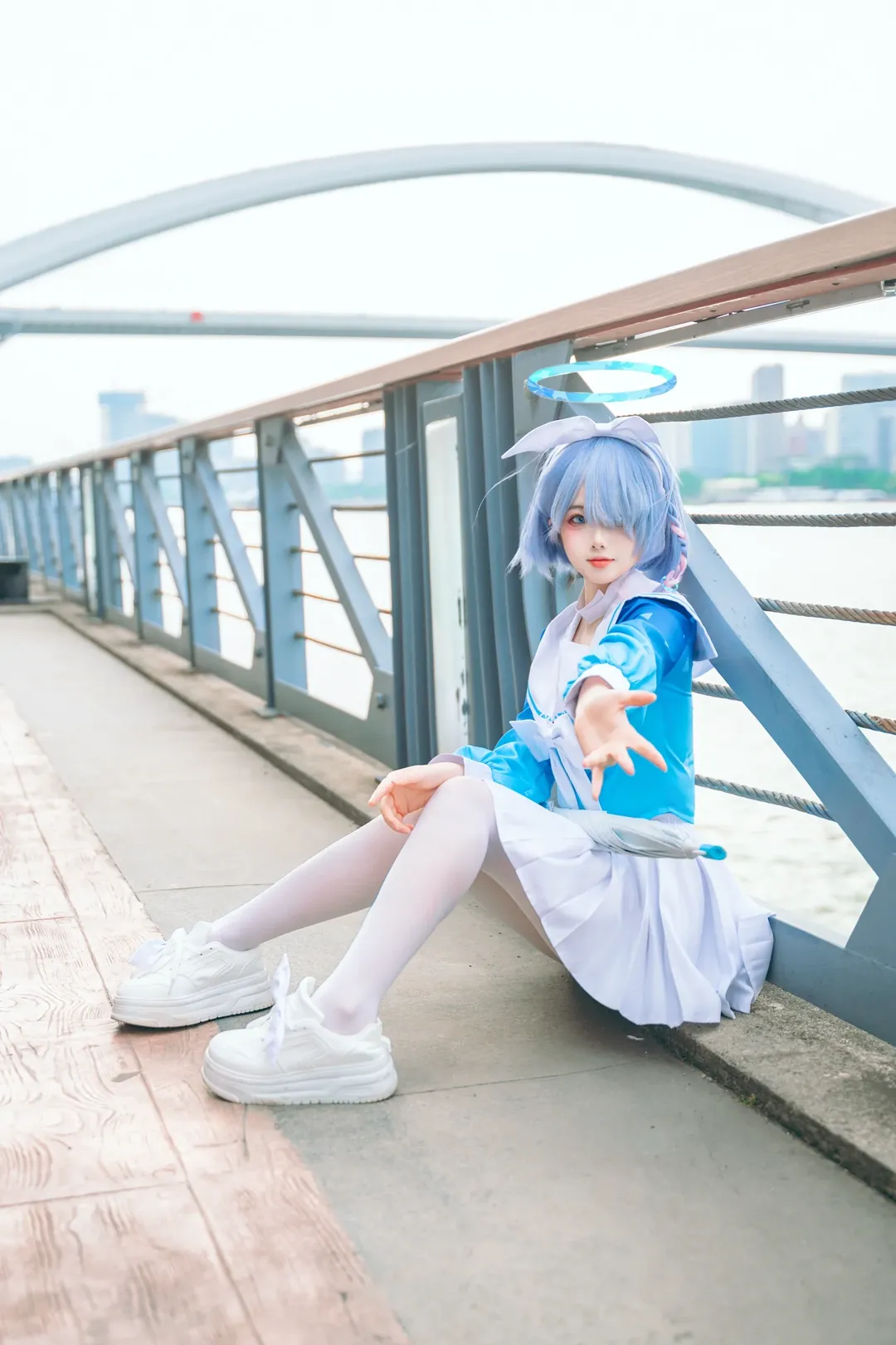蔚蓝档案, 户外摄影, cosplay日常, 白丝穿搭, 阿罗娜cos