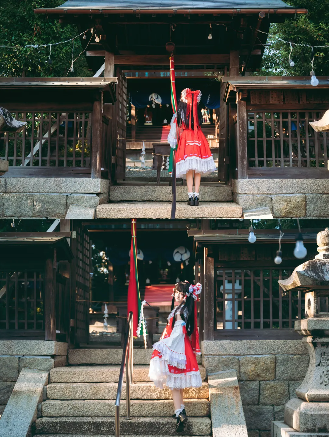 博麗霊夢コスプレ, 東方Project, アウトドア撮影, 神社写真, ロリータ巫女服 - 1枚目