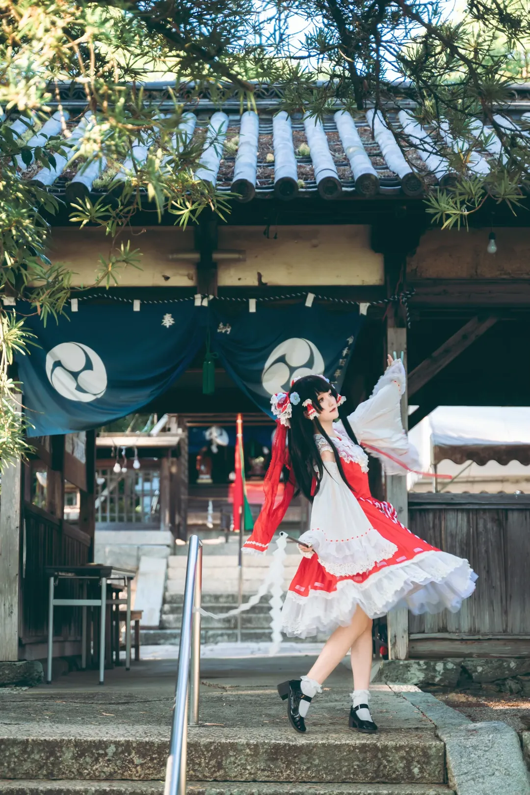 博丽灵梦cos, 东方project, 户外摄影, 神社写真, 洛丽塔巫女服