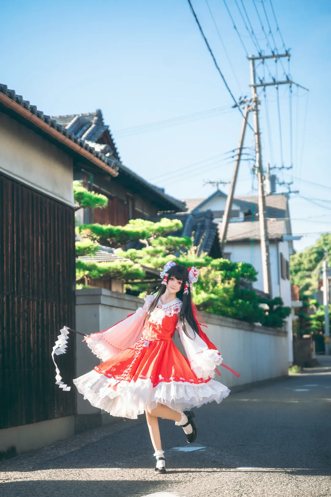 cosplay, 东方project, 白丝, 日系街拍, 红白裙装