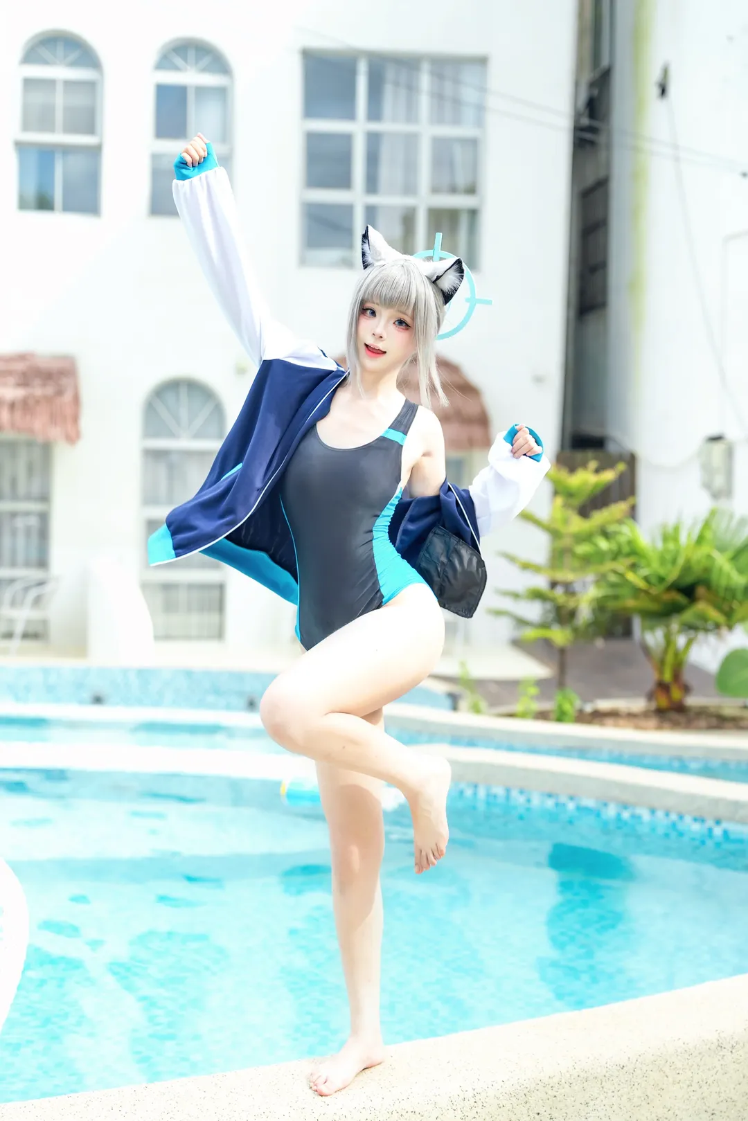 二次元少女, 蔚蓝档案, Cosplay摄影, 砂狼白子cos, 夏日泳装 - 第3张