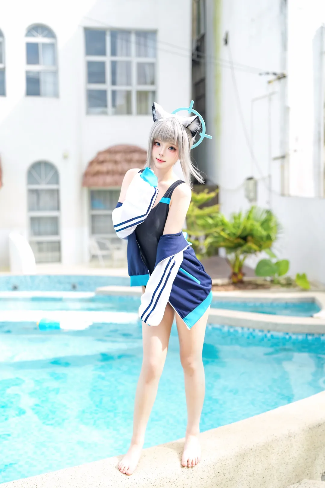 二次元少女, 蔚蓝档案, Cosplay摄影, 砂狼白子cos, 夏日泳装