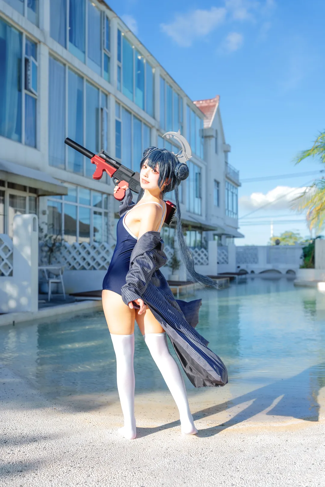 蔚蓝档案, 妃咲cos, cosplay分享, 动漫角色扮演, 夏日泳池写真 - 第4张