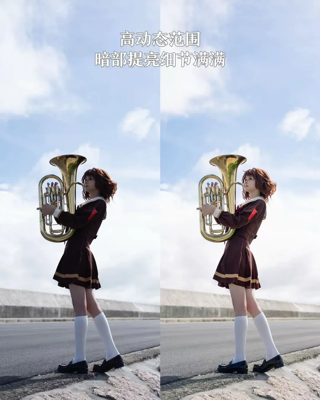 白丝, 黄前久美子cos, 海边外景, 索尼A7M5, 吹响吧上低音号 - 第5张