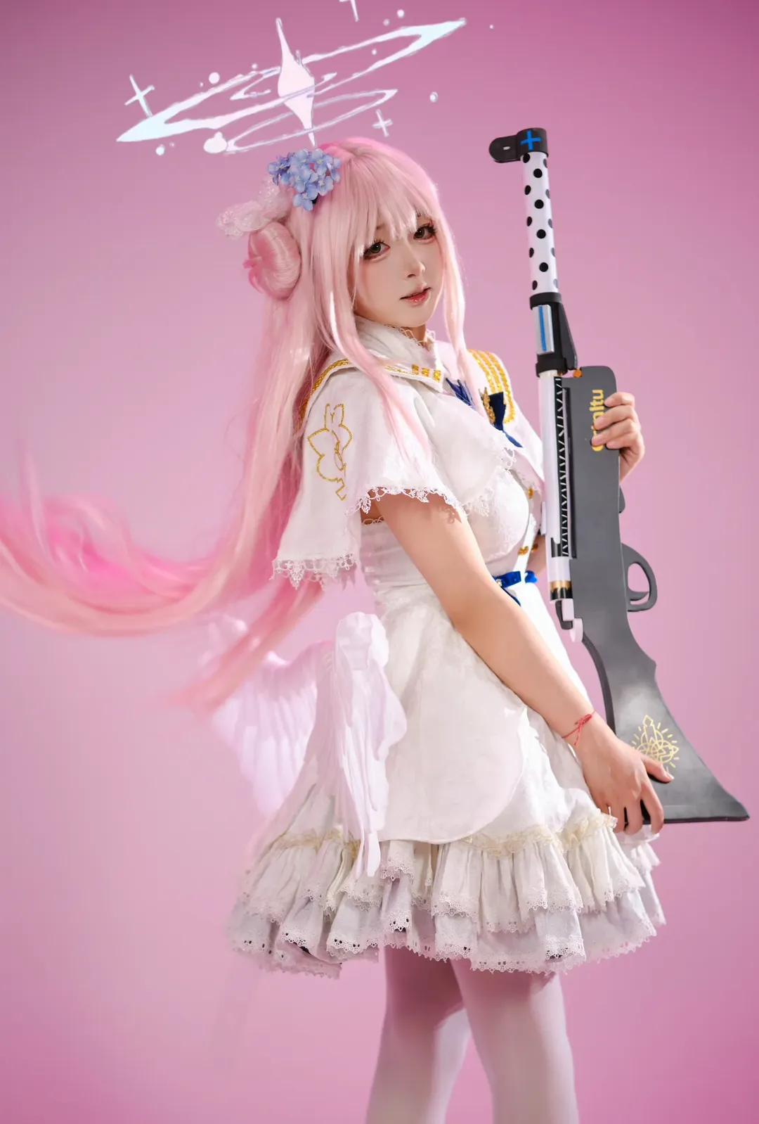 碧蓝档案, 圣园未花cos, 白丝, cosplay摄影, 反差萌cos - 第3张