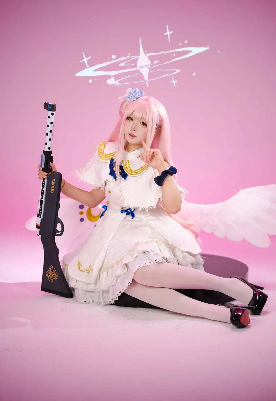 碧蓝档案, 圣园未花cos, 白丝, cosplay摄影, 反差萌cos