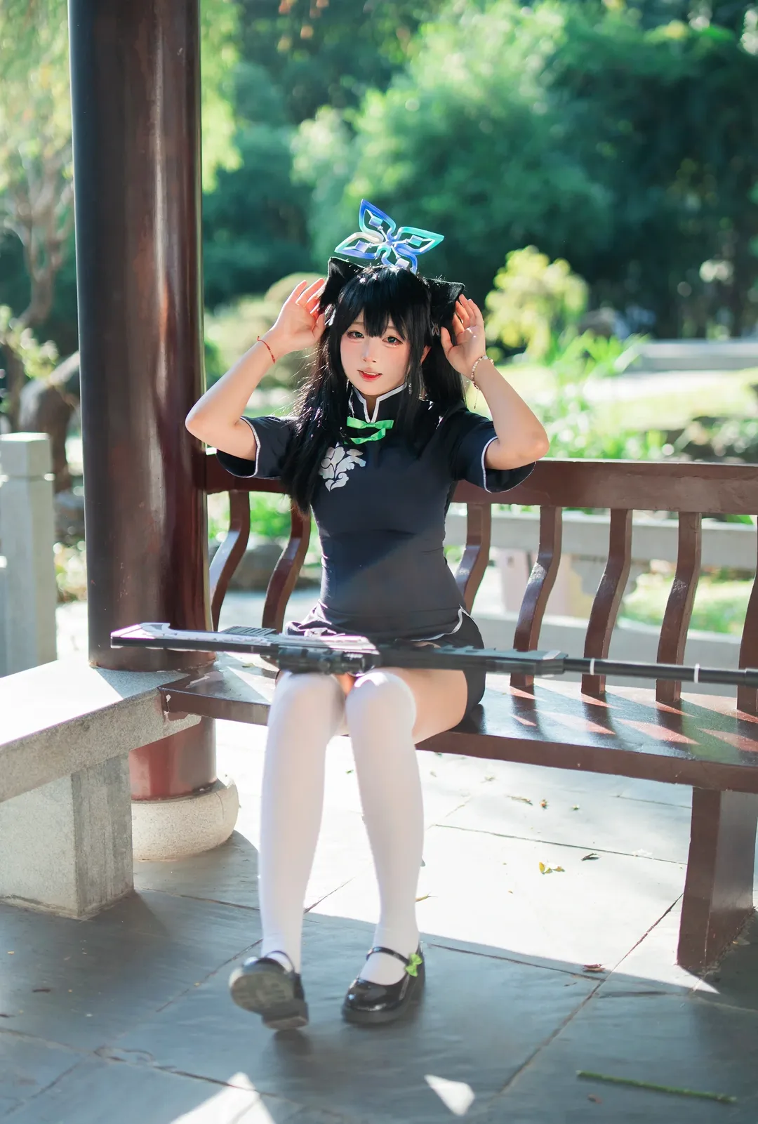 蔚蓝档案, 户外摄影, 白丝cos, 春原瞬cos, 幼瞬cosplay - 第1张