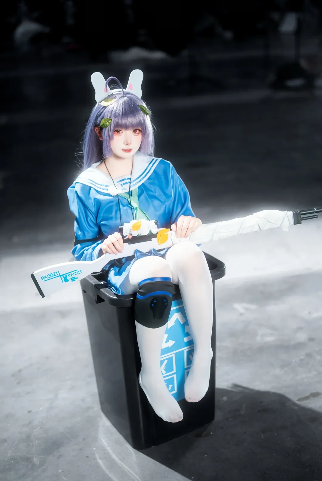 cosplay, 蔚蓝档案, 兔耳, 白丝, 霞沢美游cos
