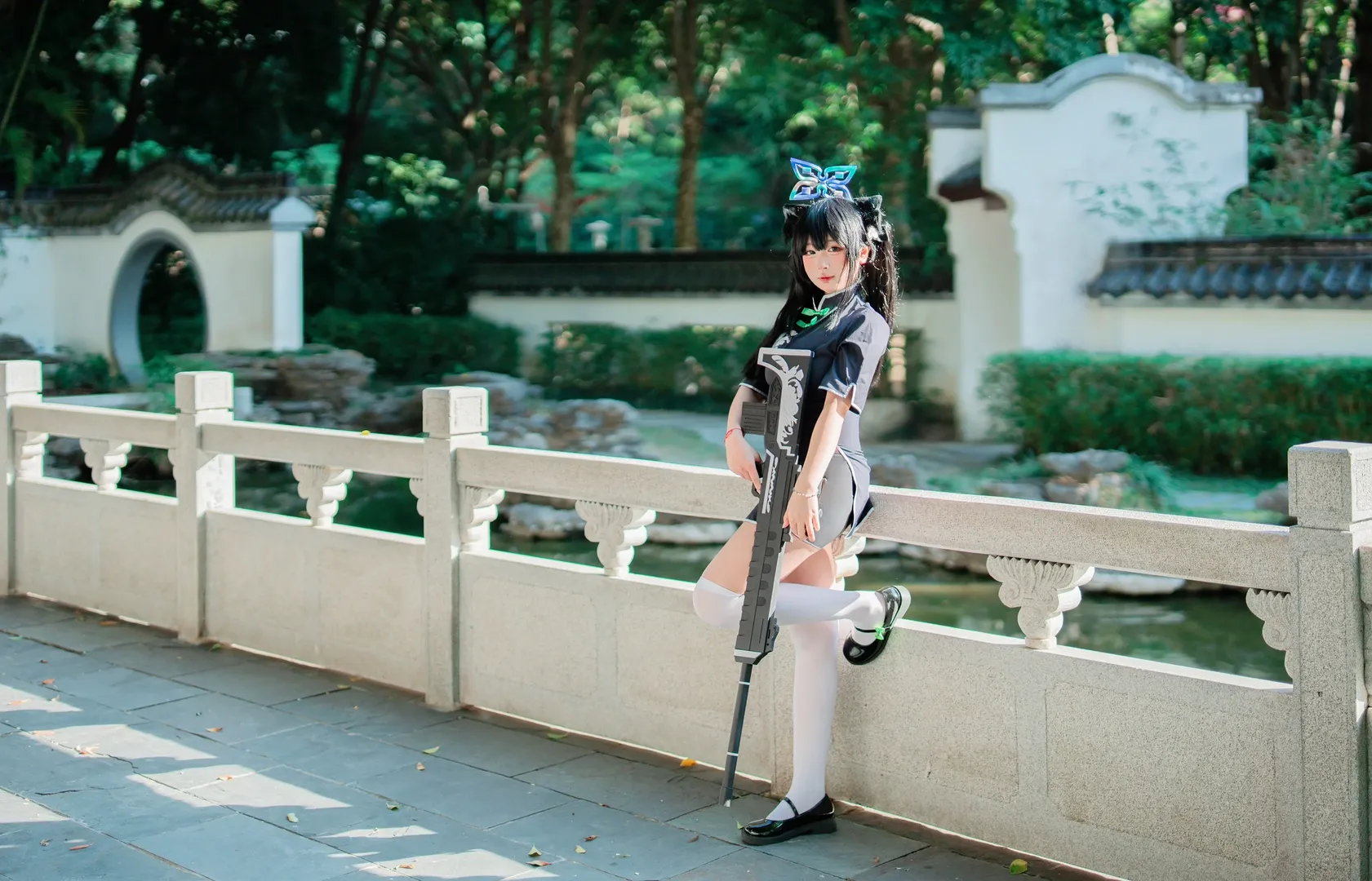 cosplay, 蔚蓝档案, 中式园林, 白丝过膝袜, 小瞬cos - 第1张