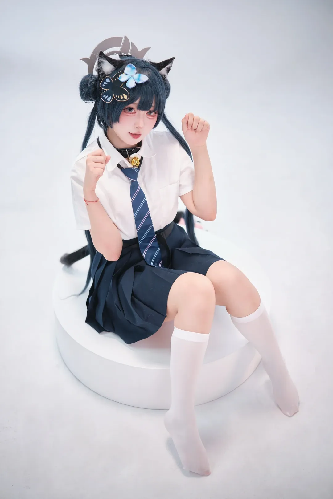 蔚蓝档案, 妃咲cos, 二次元cos摄影, 白丝过膝袜, JK制服cosplay - 第2张
