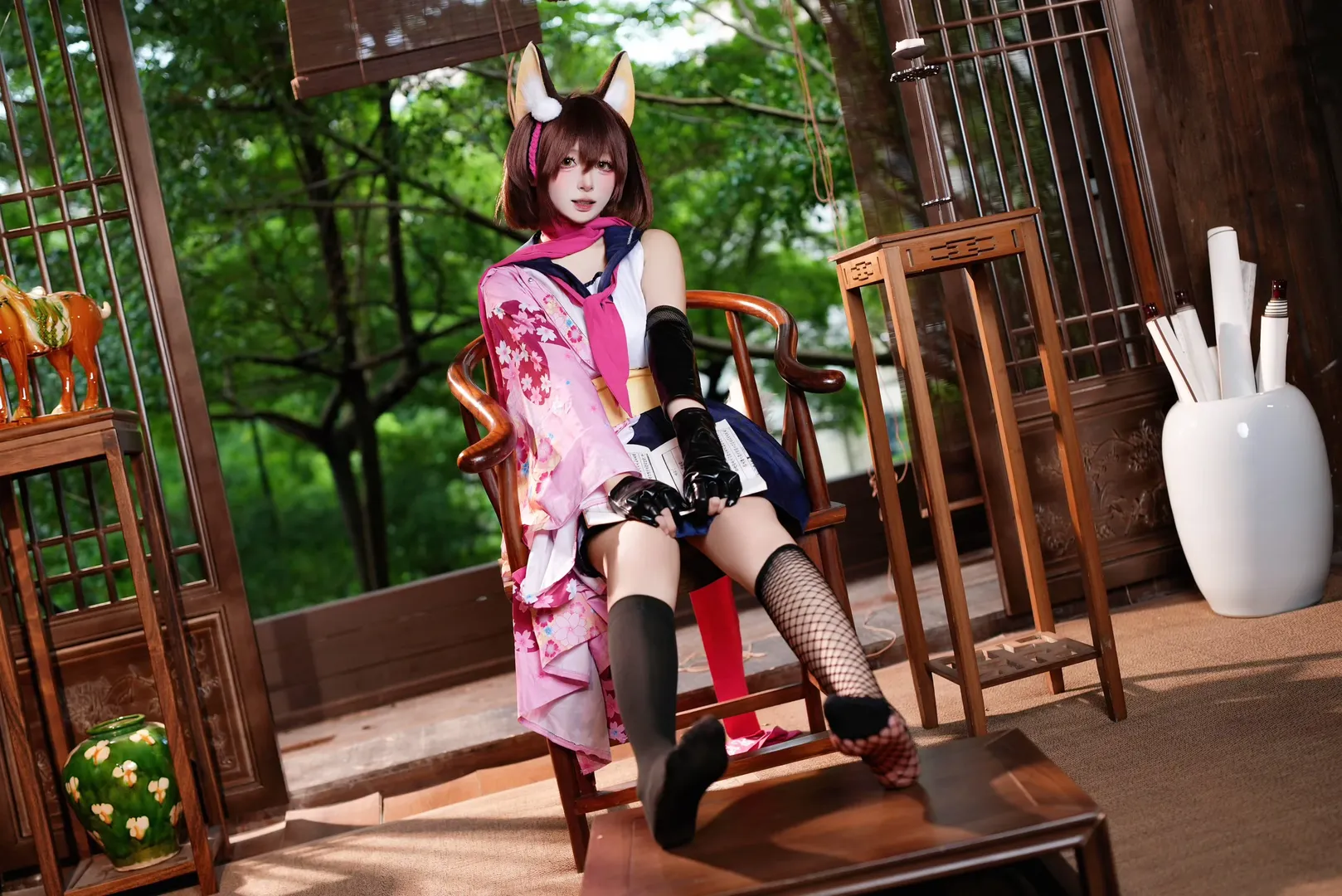蔚蓝档案, cosplay摄影, 二次元日常, 久田泉奈cos, 渔网袜穿搭