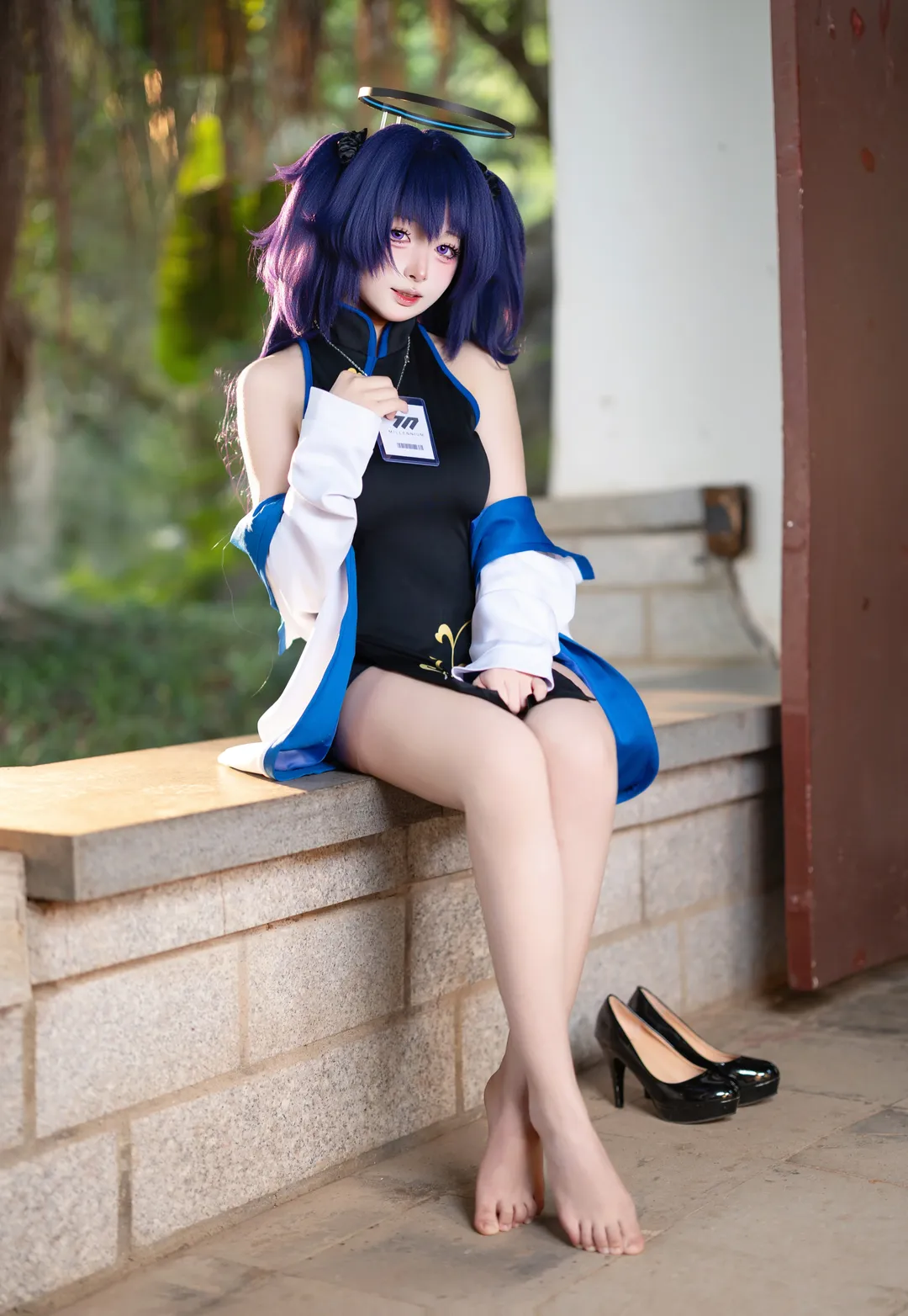 蔚藍檔案, 早瀨優香cos, cosplay攝影, 戶外人像, 黑旗袍 - 第3張